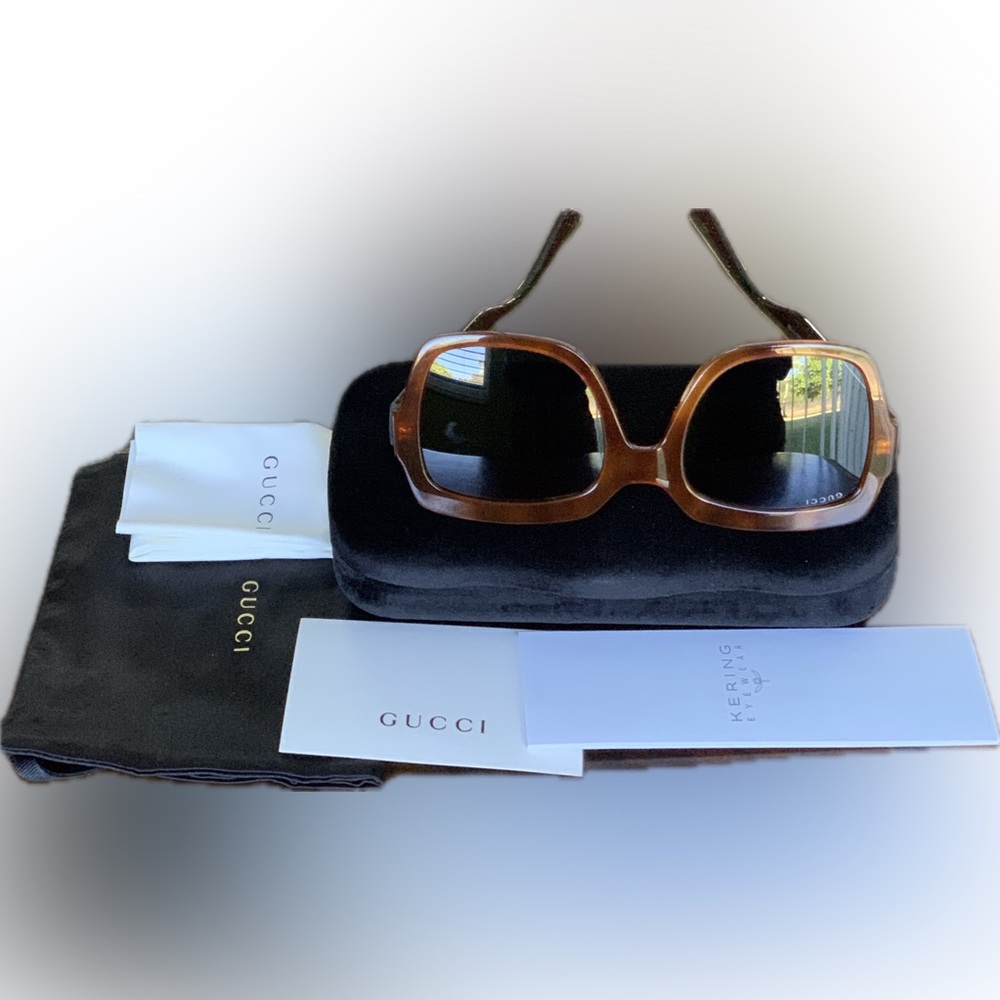 Gucci Brand New 54MM GG0036SN Cat3 Square Havana Green Sunglasses - Picture 13 of 17